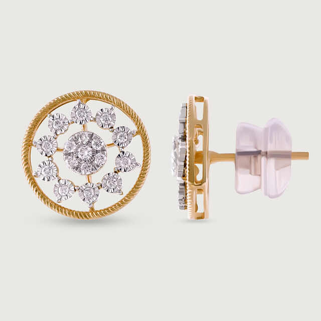 Dazzling Bloom Gold & Diamond Stud Earrings,,hi-res image number null