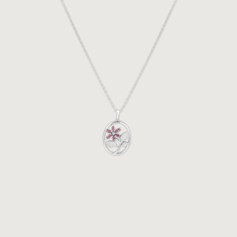 Floral Vine Frame Silver Necklace