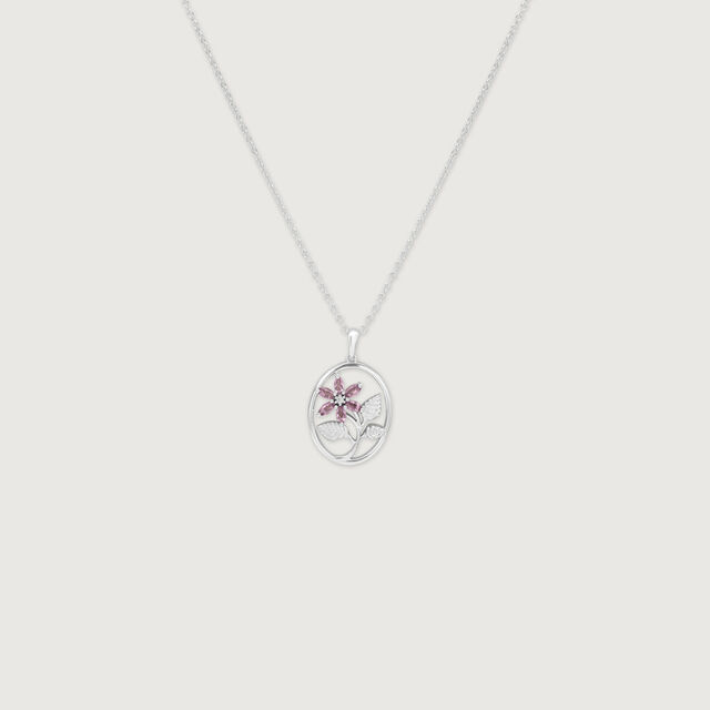 Floral Vine Frame Silver Necklace,,hi-res image number null