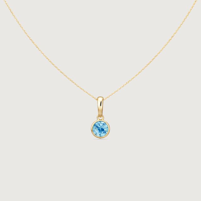 Clean Contemporary Blue Topaz Gold Pendant,,hi-res image number null