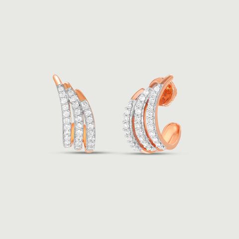 Gleaming Streak Diamond Hoop Earrings