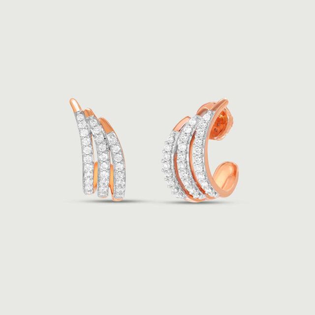 Gleaming Streak Diamond Hoop Earrings,,hi-res image number null