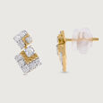 Twilight Square Gold & Diamond Stud Earrings,,hi-res view 3