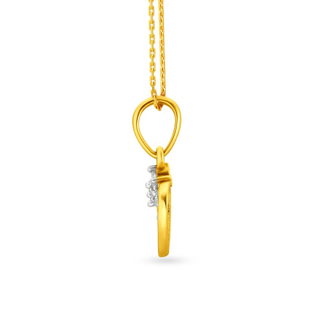 Romantic 18 Karat Yellow Gold And Diamond Heart Pendant,,hi-res view 2