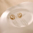 Serene Ripple Gold Stud Earrings,,hi-res view 1