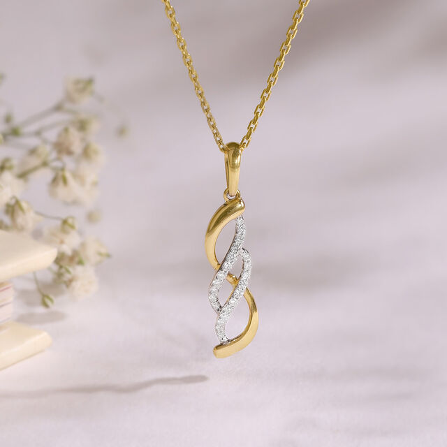 Flowing Twist Gold & Diamond Pendant,,hi-res image number null