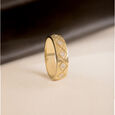 Grided Glitz Gold & Diamond Ring for Men,,hi-res view 1
