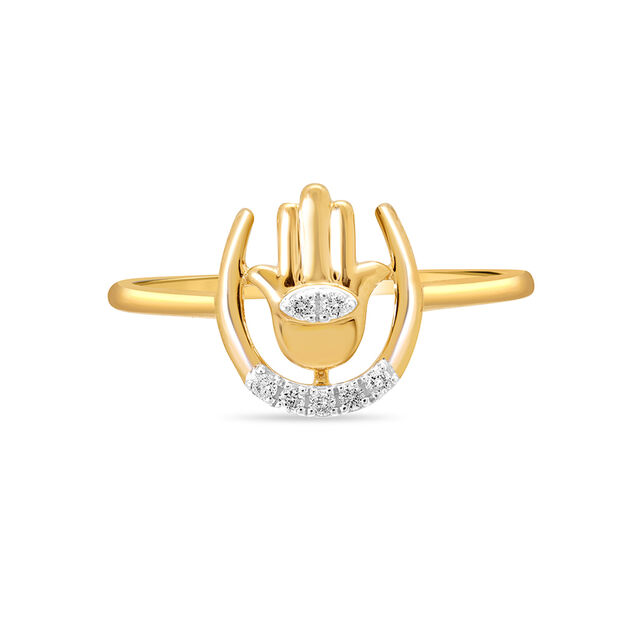 14KT Yellow Gold Trio Talisman Diamond Finger Ring,,hi-res image number null