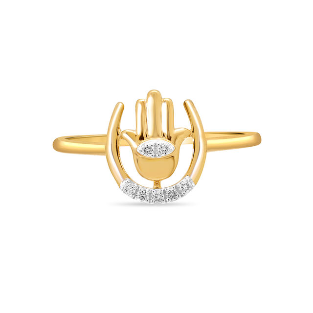 14KT Yellow Gold Trio Talisman Diamond Finger Ring,,hi-res image number null
