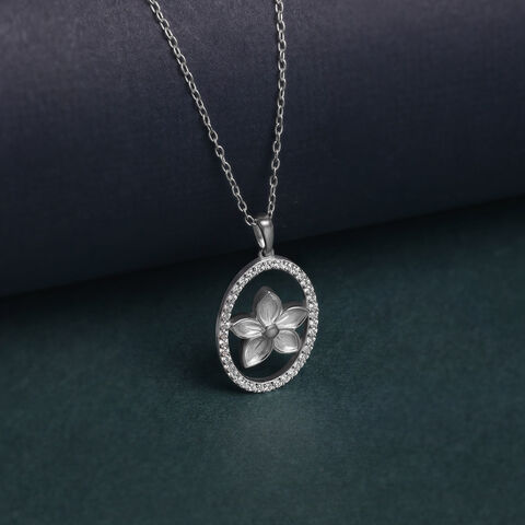 Elegant Floral Silver Necklace