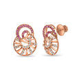 14 KT Rose Gold Circle Diamond Stud Earrings,,hi-res view 2