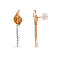 14KT Rose Gold Diamond Leaf Earrings,,hi-res view 1
