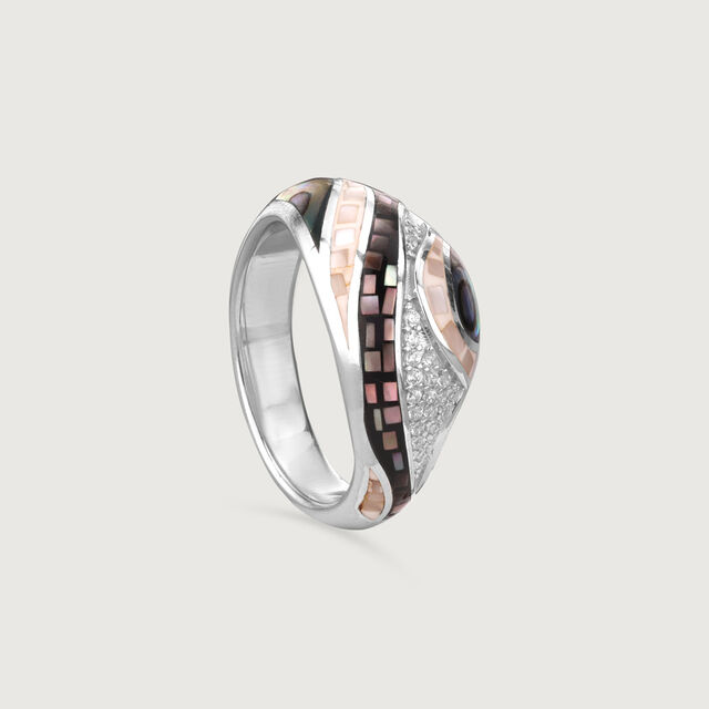 Mother of Pearl Aqua Silver Ring,,hi-res image number null
