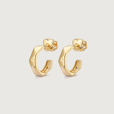 Angular Facet Gold Hoop Earrings
