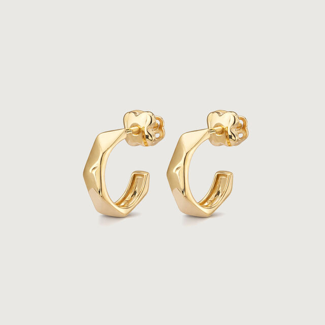 Angular Facet Gold Hoop Earrings,,hi-res image number null