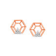 14KT Rose Gold Duo Hexagonal Dazzling Diamond Stud Earring,,hi-res view 1