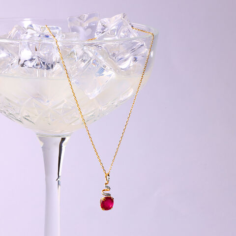 Classically Chic 14KT Ruby & Diamond Pendant