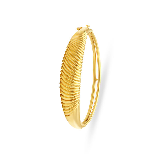 Sophisticated Yellow Gold Ribbed Bangle,,hi-res view 2