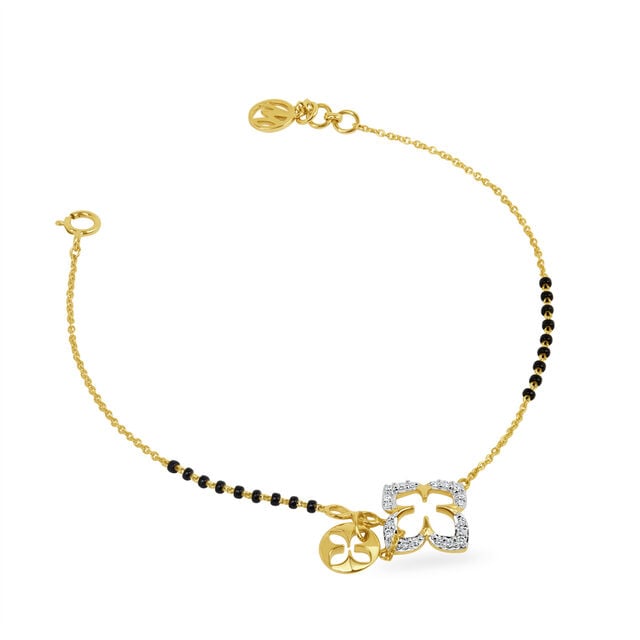 14KT Yellow Gold Clover Forever Diamond Mangalsutra Bracelet,,hi-res view 1