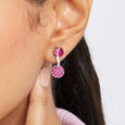 Dramatic Pink Silver Drop Earrings,,hi-res view 2