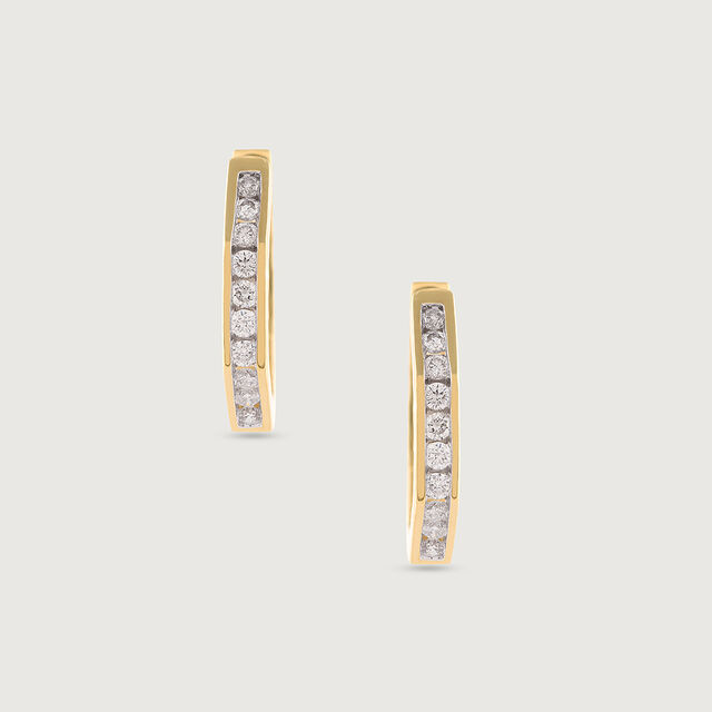 Sleek Luxe Gold & Diamond Hoop Earrings,,hi-res image number null