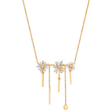 14 KT Yellow Gold Flower Diamond Necklace