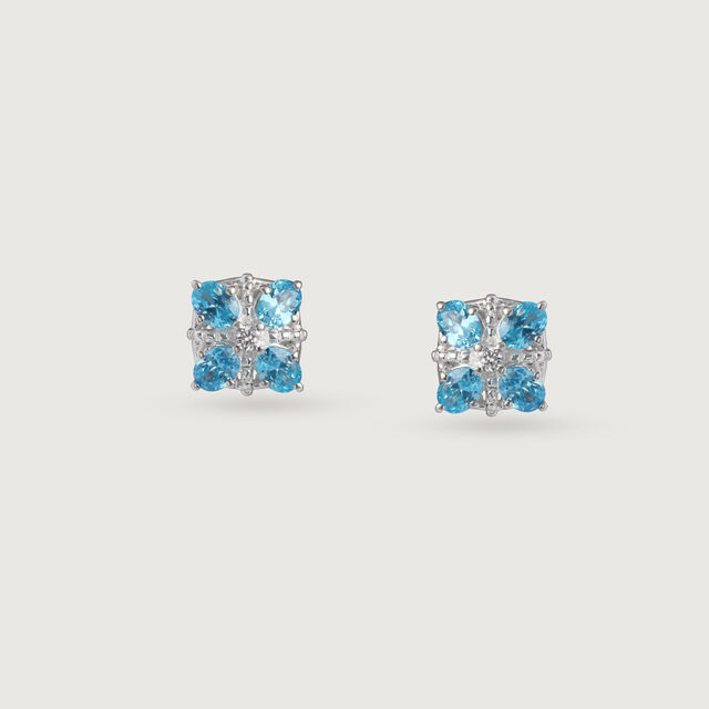 Ice Crystal Silver Stud Earrings for Women,,hi-res image number null