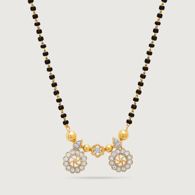 Floral Delight 18 Kt Gold and Diamond Vati Mangalsutra,,hi-res image number null