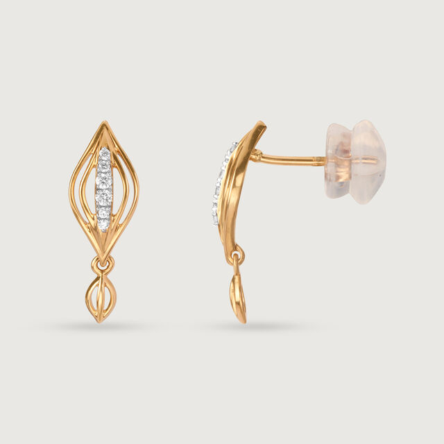 Breezy Elegance 14 Kt Gold & Diamond Drop Earrings,,hi-res image number null