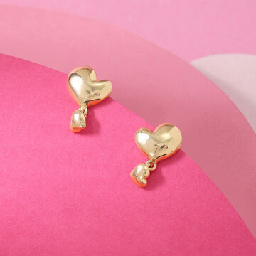Bubbling Heart 14 KT Gold Stud Earring for her