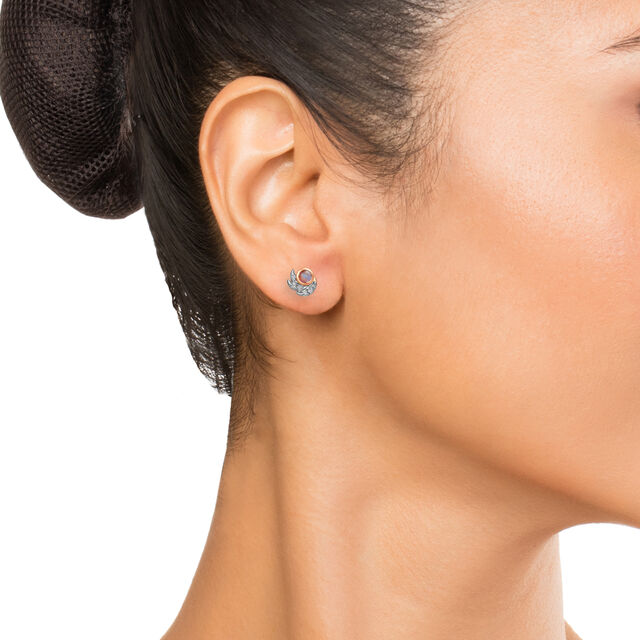 14KT Rose Diamond Petals Stud Earrings,,hi-res view 3