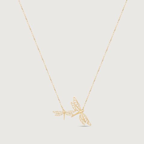 Twin Dragonfly Gold Necklace