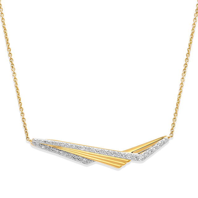 14KT Yellow Gold Stunning Wide-V Shaped Diamond Necklace,,hi-res view 1