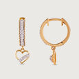 Heart Glow Gold & Diamond Hoop Earrings,,hi-res view 4