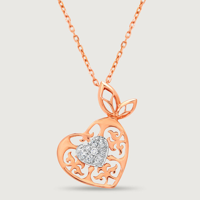 Dazzling Heart 14KT Rose & White Gold Diamond Necklace,,hi-res image number null