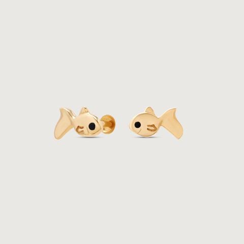 Friendly Fish Gold Stud Earrings