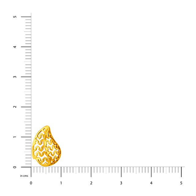 14KT Yellow Gold Stud Earrings With Leaf Design And Openwork,,hi-res view 4