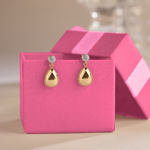 Luminous Textured Diamond Drop Earrings