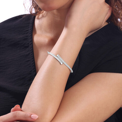 Grunge Twist Silver Bangle