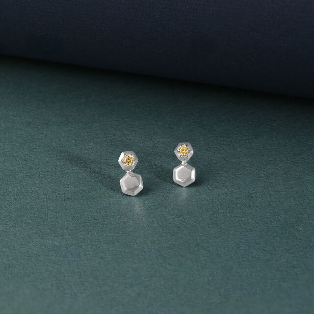 Cheerful Hex Silver Drop Earrings,,hi-res image number null