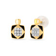 18KT Yellow Gold Abstract Glimmer Diamond Stud Earrings,,hi-res view 2