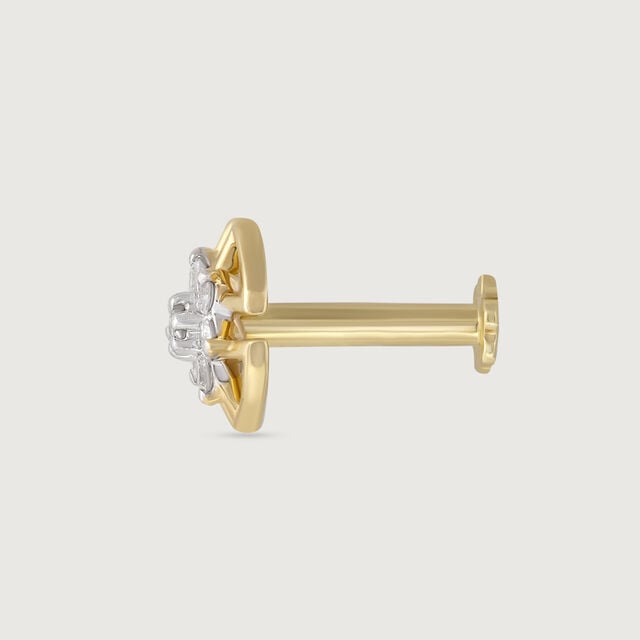 Cosmic Shield Gold and Diamond Nose Pin,,hi-res image number null