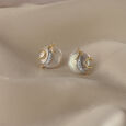 Lustrous Swirl 14 Kt Gold & Pearl Stud Earrings,,hi-res view 1