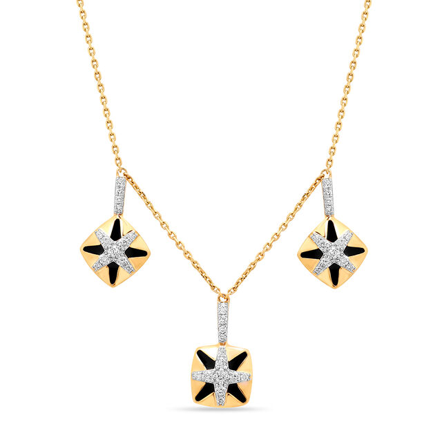 18KT Yellow Gold Geometric Sparkle Diamond Necklace,,hi-res image number null