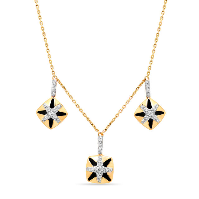 18KT Yellow Gold Geometric Sparkle Diamond Necklace,,hi-res view 1