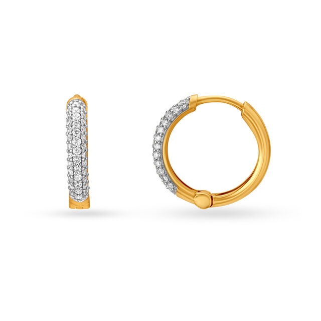 Simply Stunning 18KT Gold Diamond Hoop Earrings,,hi-res image number null
