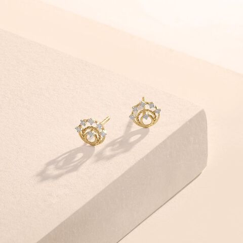 Crown Loop Diamond Stud Earrings