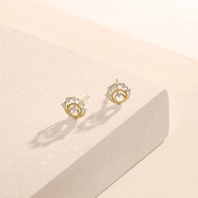 Crown Loop Diamond Stud Earrings,,hi-res image number null
