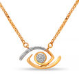 14KT Yellow Gold Geometric Evil Eye Necklace With Diamonds,,hi-res view 3