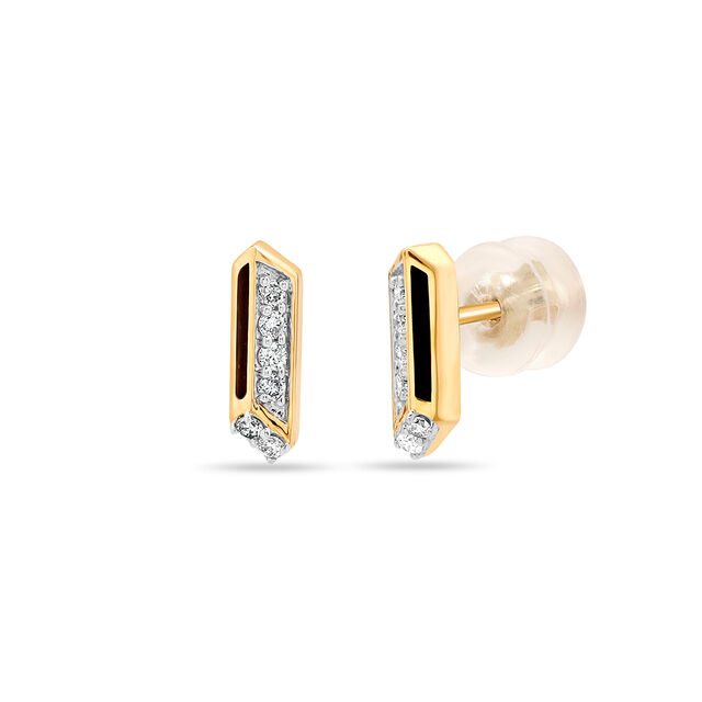 14KT Yellow Gold Sleek Radiance Diamond Stud Earrings,,hi-res view 2